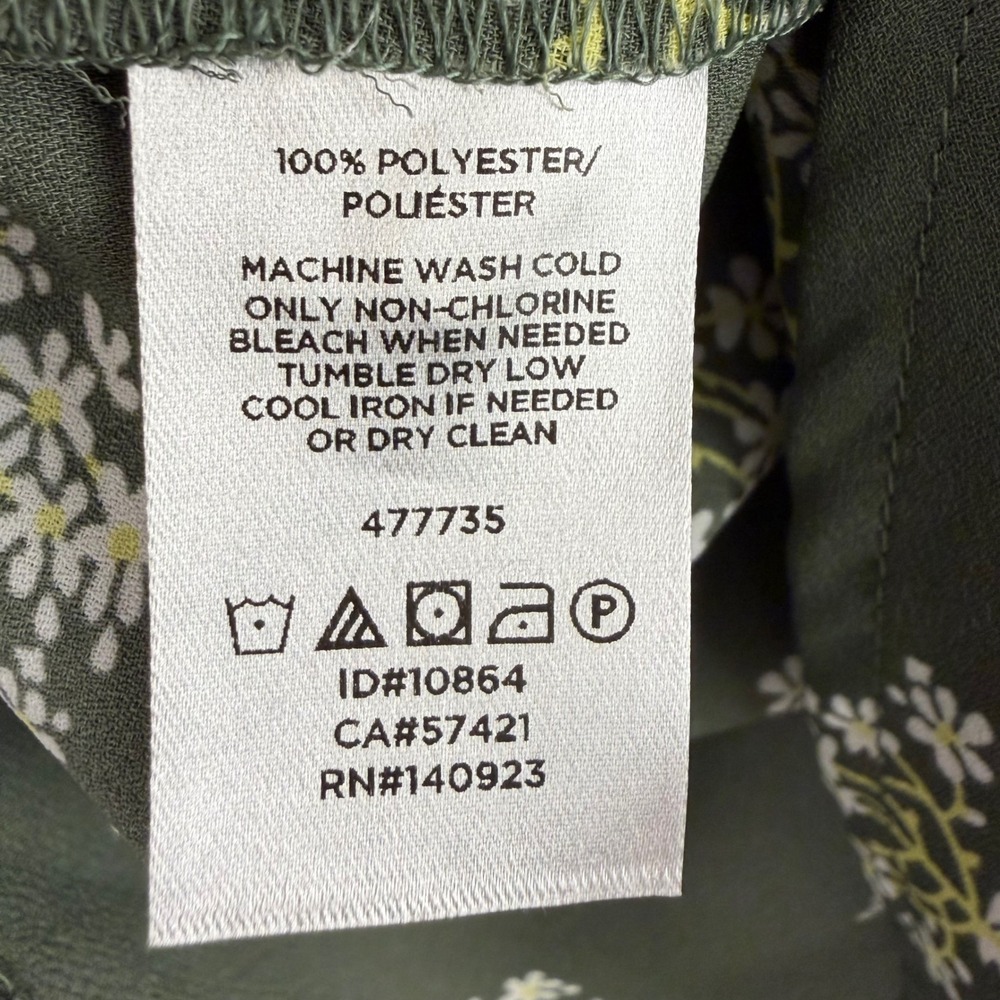 LOFT Blouse XL Green Floral Smocked Ruffle Neck Long Sleeve NEW - Picture 5 of 15